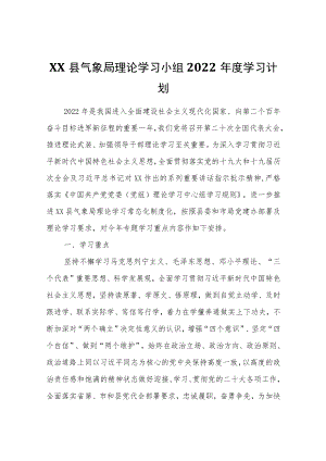 XX县气象局理论学习小组2022学习计划.docx