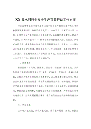 XX县水利行业安全生产百日行动工作方案.docx