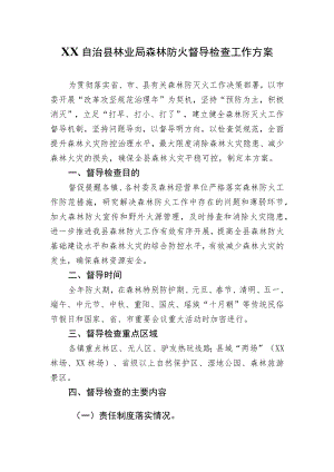 XX县林业局森林防火督导检查工作方案.docx
