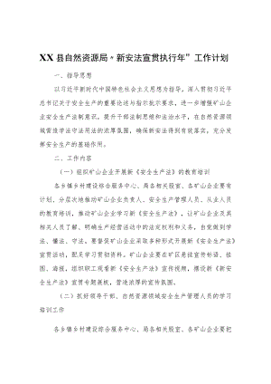 XX县自然资源局“新安法宣贯执行”工作计划.docx