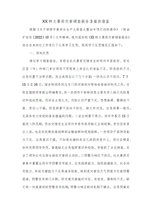 XX特大暴雨灾害调查报告3篇供借鉴.docx