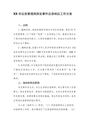 XX市应急管理局突发事件应急响应工作方案.docx