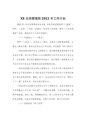XX应急管理局2022工作计划.docx