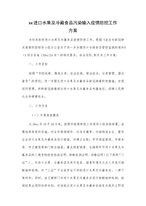 xx进口水果及冷藏食品污染输入疫情防控工作方案.docx
