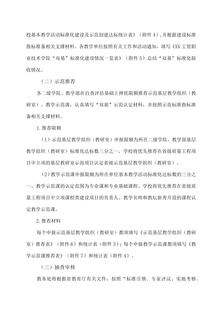 XX工贸职业技术学院关于开展“基层教学组织”和“基本教学活动”标准化验收和示范认定工作的通知.docx_第2页