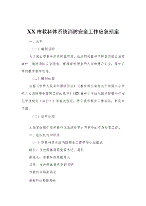 XX市教科体系统消防安全工作应急预案.docx