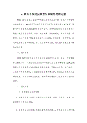 xx镇关于创建国家卫生乡镇的实施方案.docx
