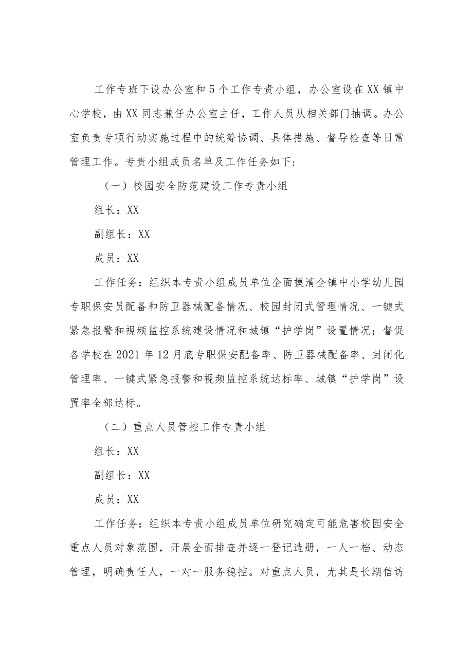 XX镇中小学幼儿园安全防范专项行动工作方案.docx_第2页