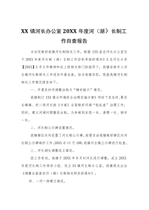 XX镇河长办公室2020河（湖）长制工作自查报告.docx
