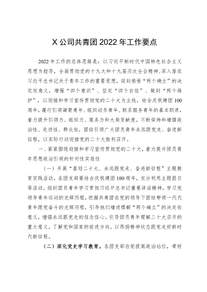 X公司共青团2022工作要点.docx