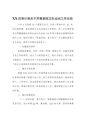 XX区审计局关于开展爱国卫生运动工作总结.docx