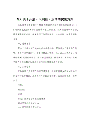 XX关于开展“大调研”活动的实施方案.docx