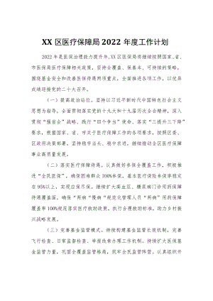 XX区医疗保障局2022工作计划.docx