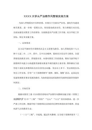 XXXX大学从严治教作风整顿实施方案.docx
