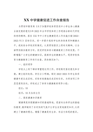 XX中学健康促进工作自查报告.docx