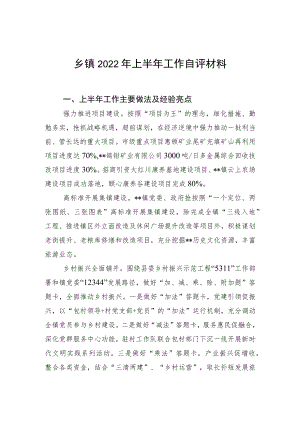 乡镇2022上半工作自评材料.docx