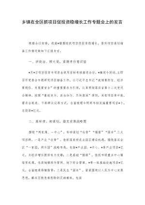 乡镇在全区抓项目促投资稳增长工作专题会上的发言.docx