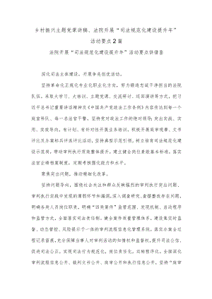 乡村振兴主题党课讲稿、法院开展“司法规范化建设提升”活动要点2篇.docx