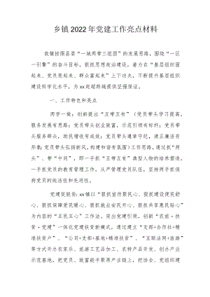 乡镇2022党建工作亮点材料.docx