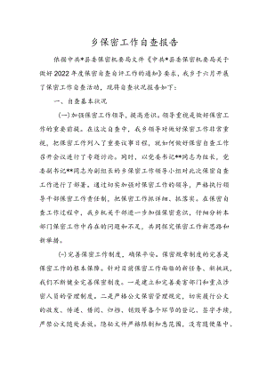 乡保密工作自查报告.docx