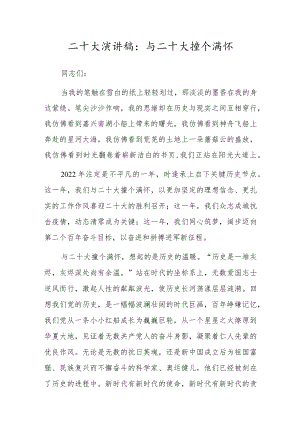 二十大演讲稿：与二十大撞个满怀.docx