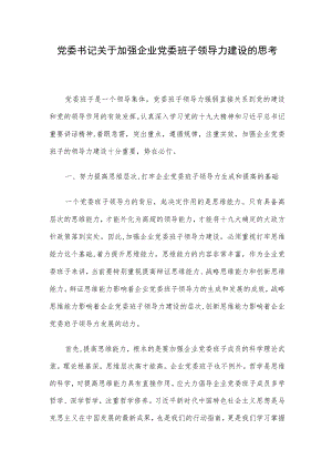 党委书记关于加强企业党委班子领导力建设的思考.docx
