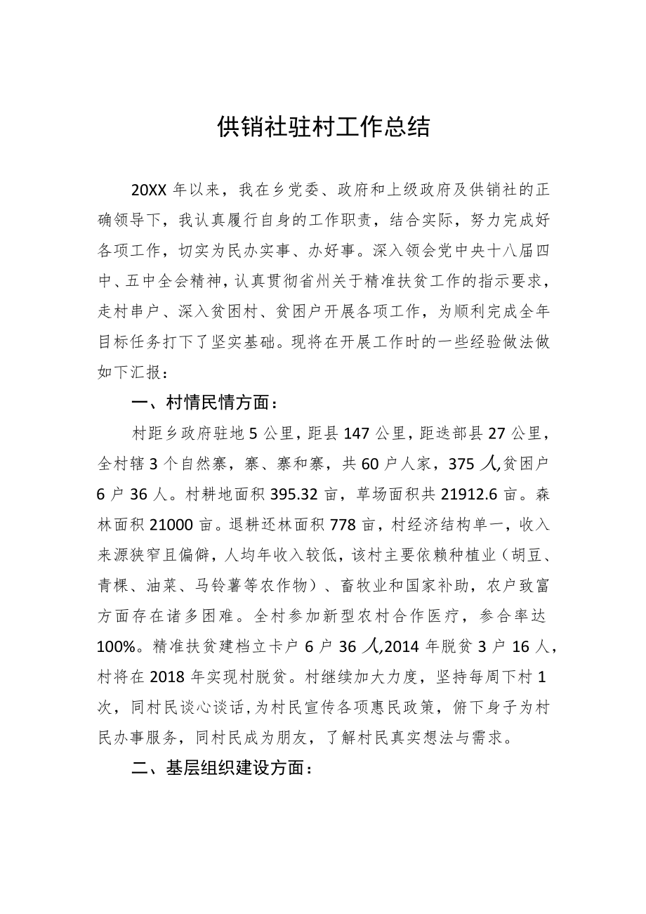 供销社驻村工作总结.docx_第1页