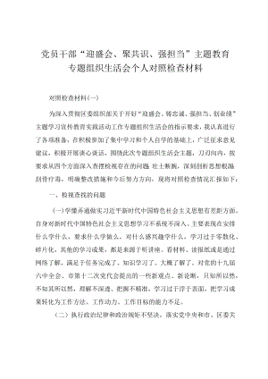 党员干部“迎盛会、聚共识、强担当”教育实践专题组织生活会个人对照检查材料.docx