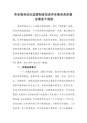 养老服务综合监管制度促进养老服务高质量发展若干措施.docx