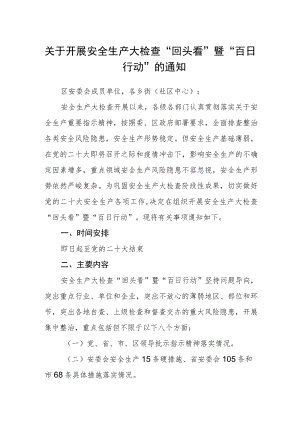 关于开展安全生产大检查“回头看”暨“百日行动”的通知.docx