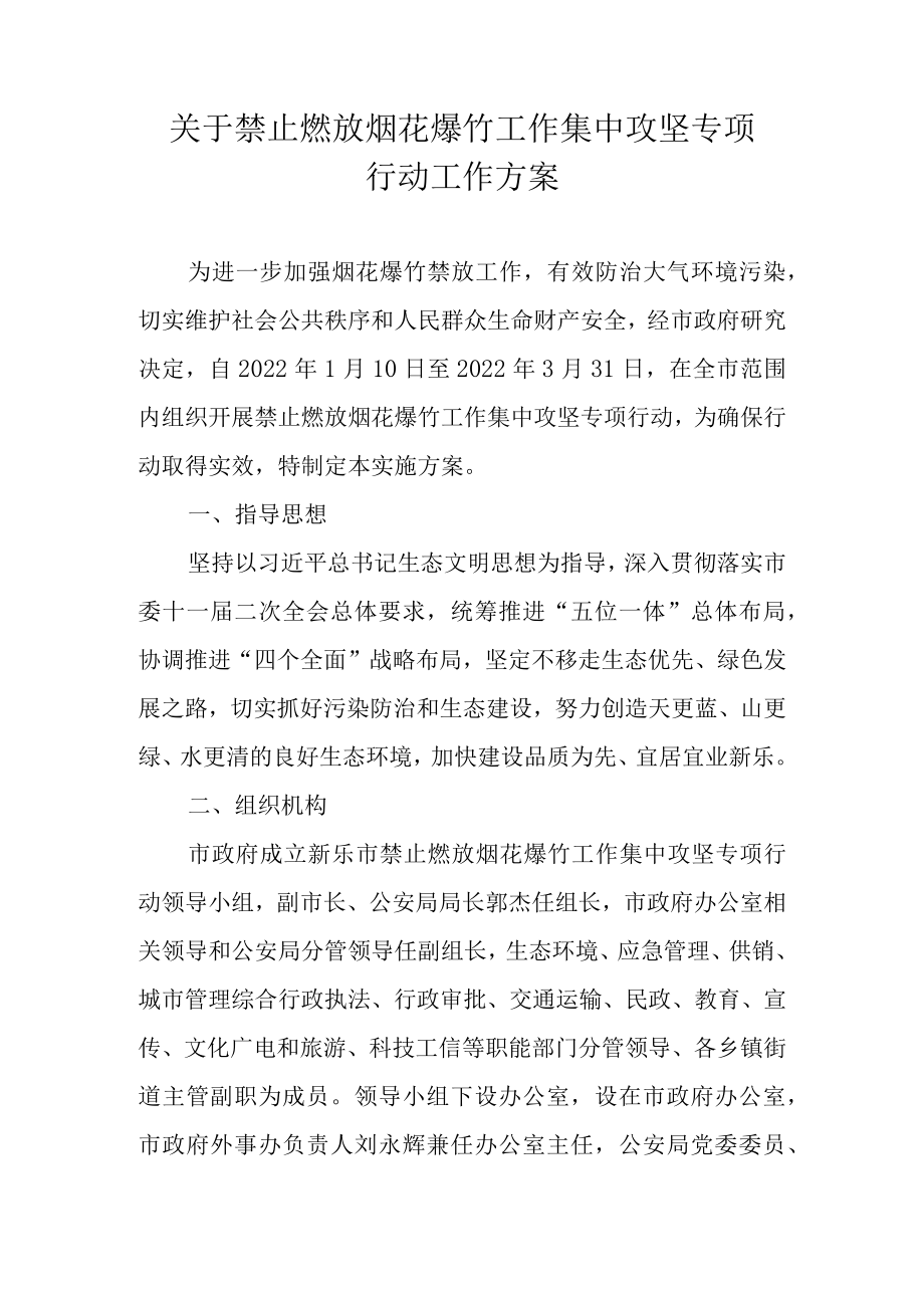 关于禁止燃放烟花爆竹工作集中攻坚专项行动工作方案.docx_第1页
