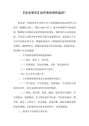 【安全常识】如何有效预防盗窃？.docx