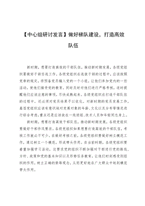 【中心组研讨发言】做好梯队建设打造高效队伍.docx