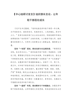 【中心组研讨发言】组织部长言论：让轻干部茁壮成长.docx