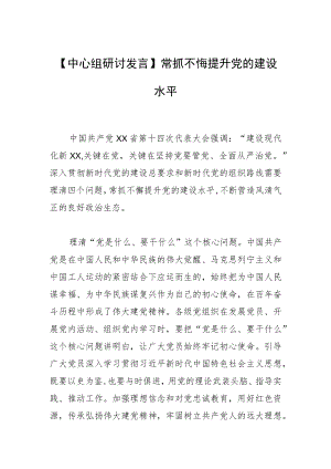 【中心组研讨发言】常抓不懈提升党的建设水平.docx