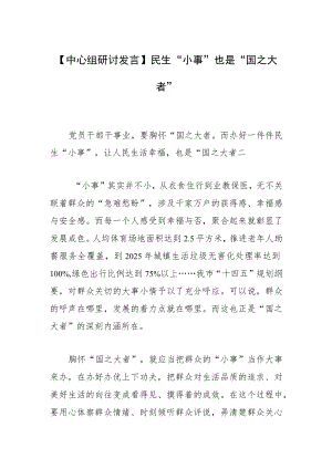 【中心组研讨发言】民生“小事”也是“国之大者”.docx