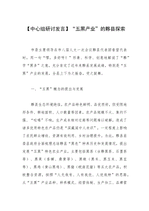 【中心组研讨发言】“五黑产业”的黟县探索.docx