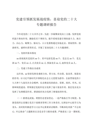 《党建引领抓发展战疫情喜迎党的二十大》专题调研报告.docx
