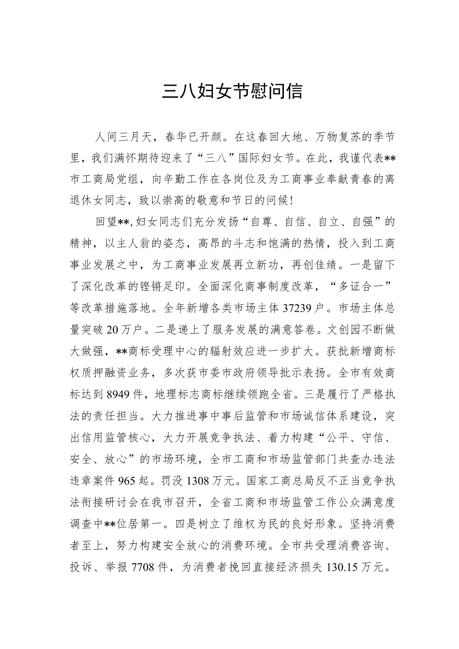 三八妇女节慰问信.docx_第1页