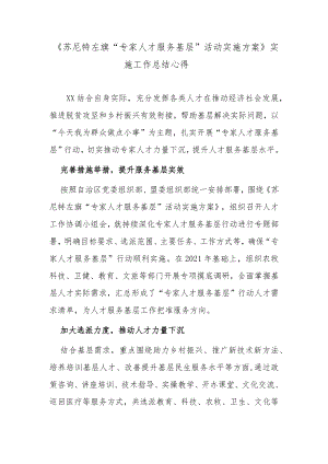 《苏尼特左旗“专家人才服务基层”活动实施方案》实施工作总结心得.docx