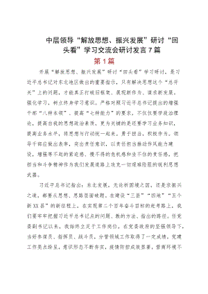 中层领导“解放思想、振兴发展”研讨“回头看”学习交流会研讨发言7篇.docx