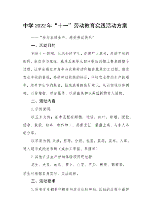 中学2022“十一”劳动教育实践活动方案.docx