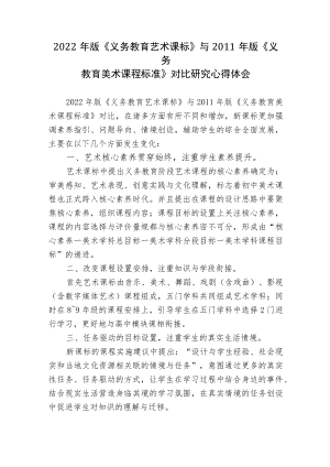 2篇2022版与版《义务教育美术课程标准》对比研究解读心得体会.docx