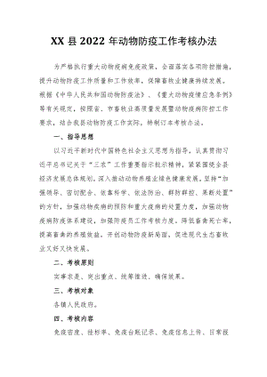 XX县2022动物防疫工作考核办法.docx