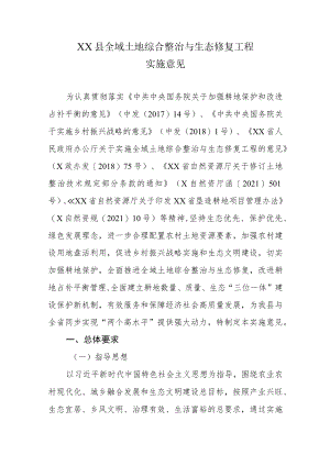 XX县全域土地综合整治与生态修复工程实施意见.docx