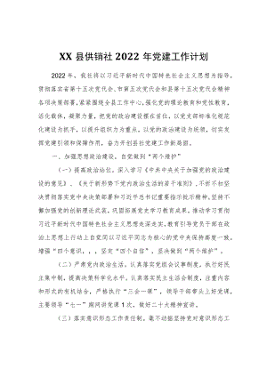 XX县供销社2022党建工作计划.docx