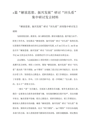 2篇“解放思想、振兴发展”研讨“回头看”集中研讨发言材料.docx