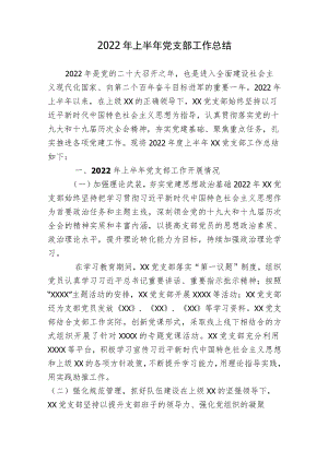 2篇2022上半党支部党务党建工作总结报告.docx