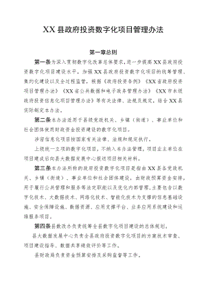 XX县政府投资数字化项目管理办法.docx
