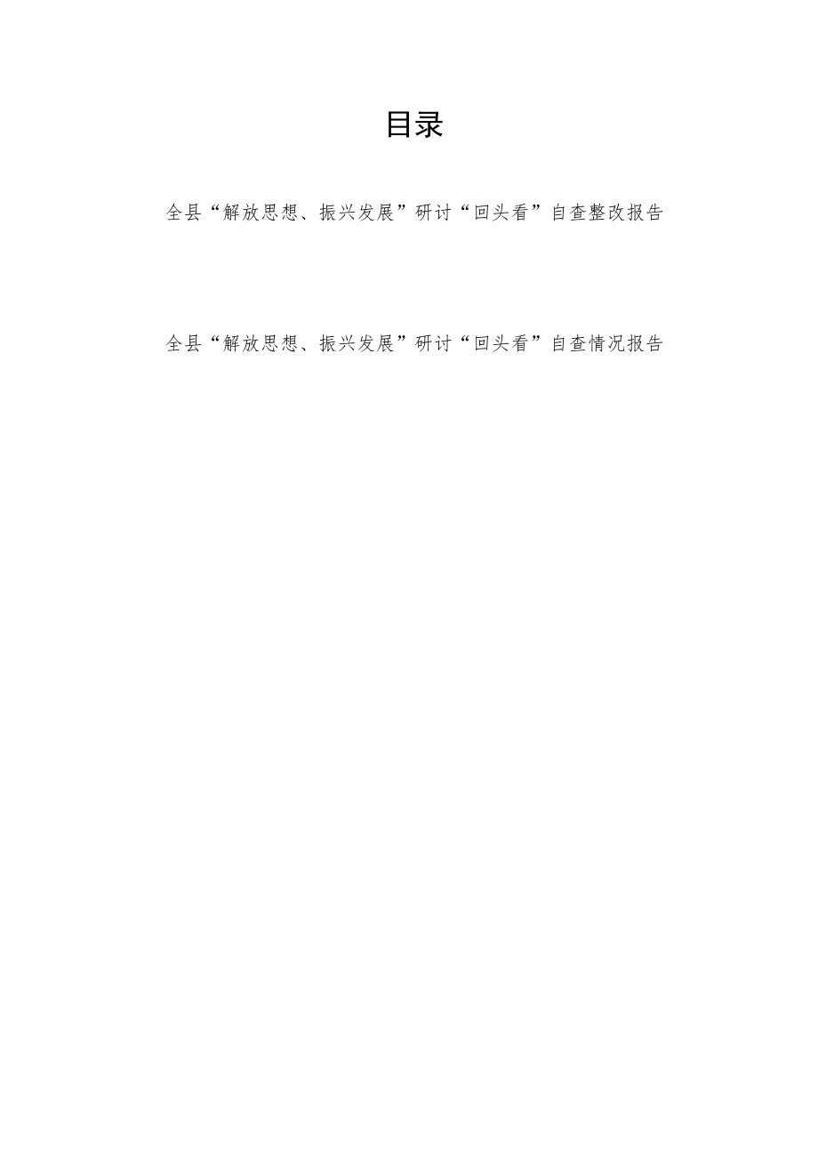 2022“解放思想、振兴发展”研讨“回头看”自查情况整改报告2篇.docx_第1页